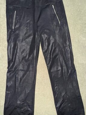 Athleta Black Faux Leather-Look Men's Pants with Zip Pockets
